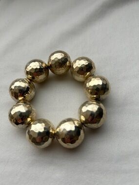 GoldTone Hammered Pewter Beads Disco Ball Stretch Bracelet - Women's Jewelry